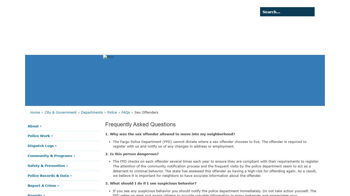 The City of Fargo - Sex Offenders